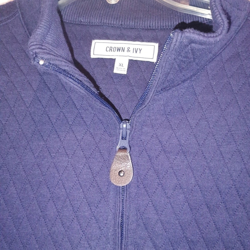 Crown & Ivy Men's Quilted Pullover Sweatshirt XL 1/4 Zip Mock Neck Casual - Picture 2 of 8